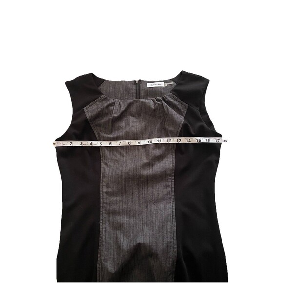 Calvin Klein Sleeveless Sheath‎ Dress Women's 8 Black Side Panels Career Classic - Picture 4 of 6